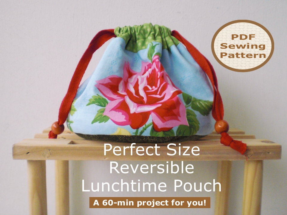 Reversible drawstring pouch - PDF Bag Sewing Pattern